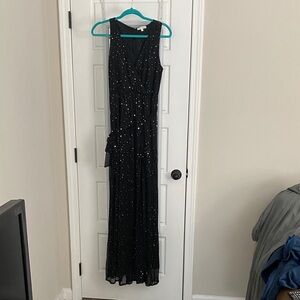 Baltic Born Black Maxi Dress with Gold Dots